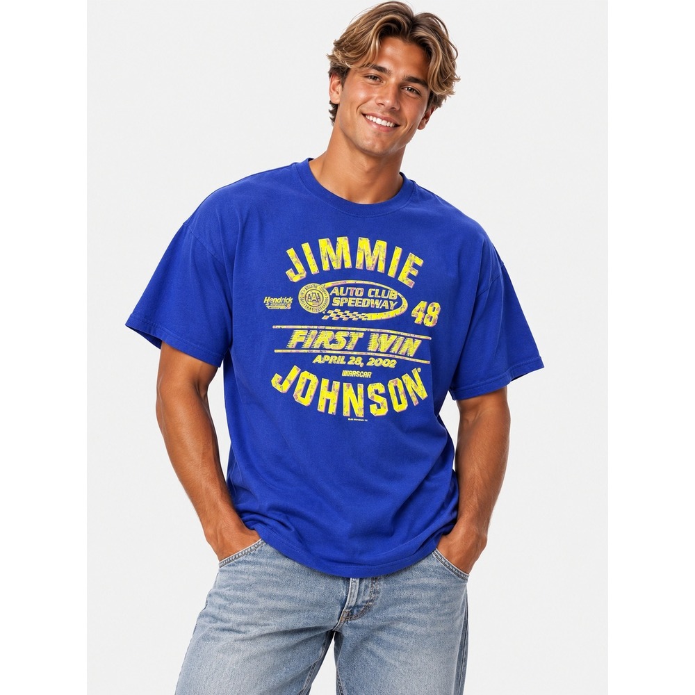 Hendrick Motorsports Jimmie Johnson NASCAR First Win Blue T-Shirt XXL NWT